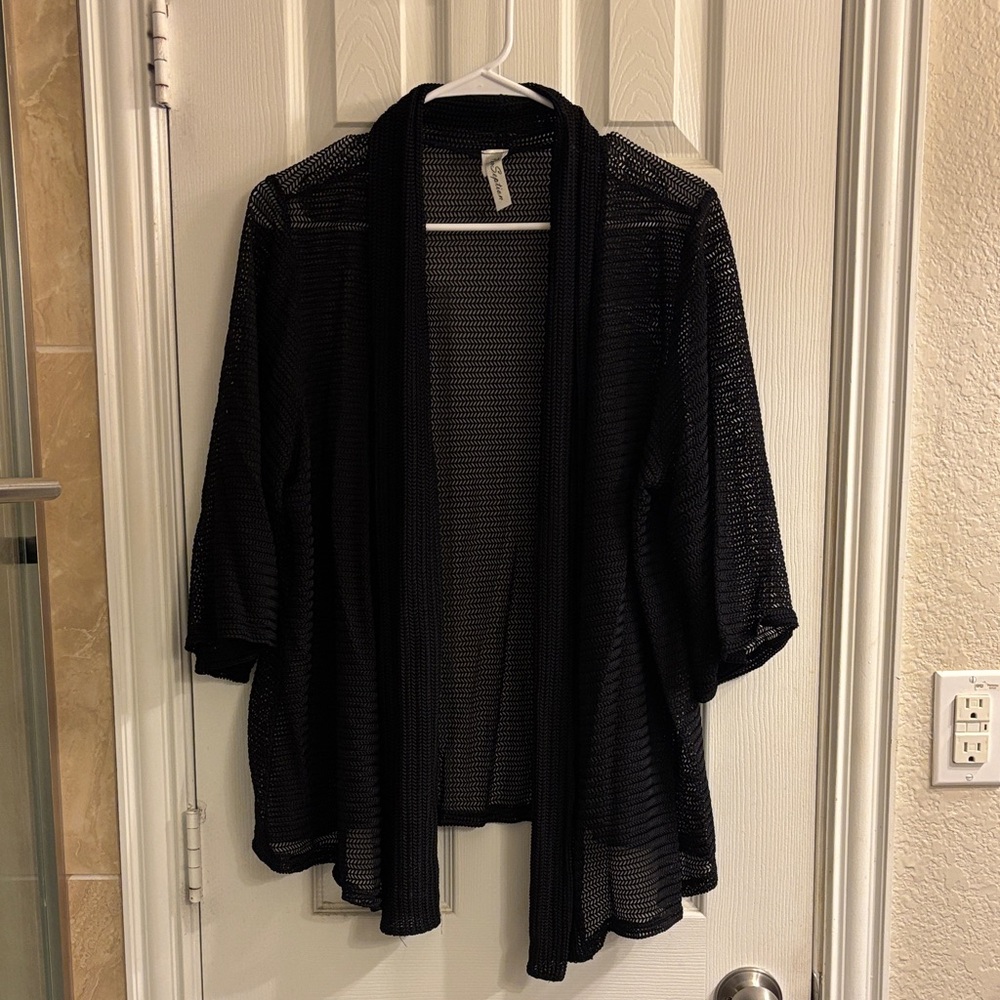Chic Black Open-Front Women's Cardigan
